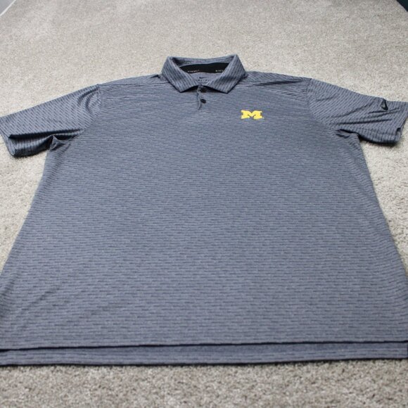 Nike Golf Michigan Polo Shirt Mens Large Blue Vapor Standard Fit S/S Dri-Fit - Picture 2 of 13
